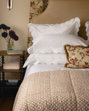 Clara Pleated Quilted Cotton Bedspread, Tobacco