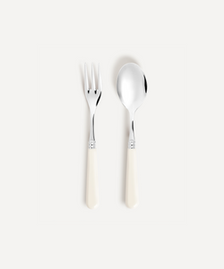 Rebecca Udall Luxury Classic Handle Serving Cutlery set / salad servers, Pale Ivory white. Made in France European