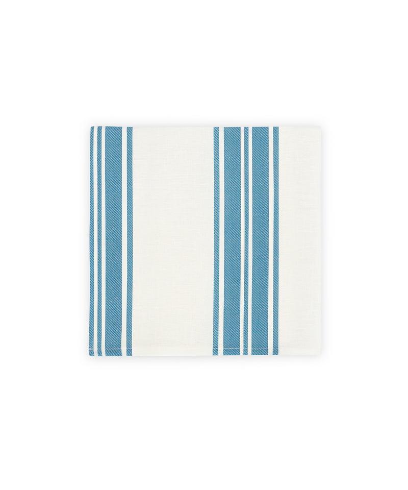 Colette Striped Linen Napkin, Harbour Blue, Cut Out