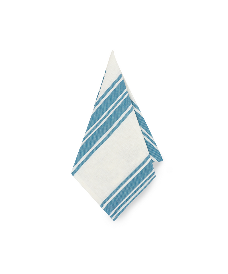 Colette Striped Linen Napkin, Harbour Blue, Draped