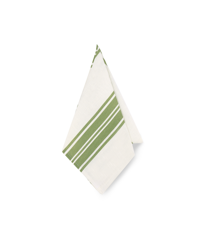 Colette Striped Linen Napkin, Olive Green, Draped
