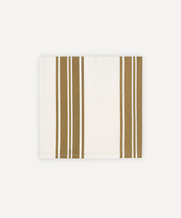 Colette Striped Linen Napkin, Nougat, Ivory Background