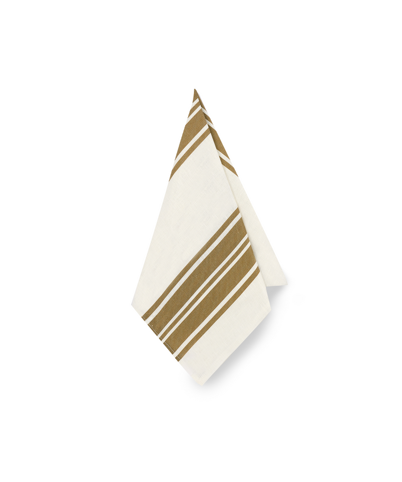 Colette Striped Linen Napkin, Nougat, Draped
