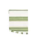 Colette Striped Table Linens, Olive Green, Round Tablecloth, Cut Out