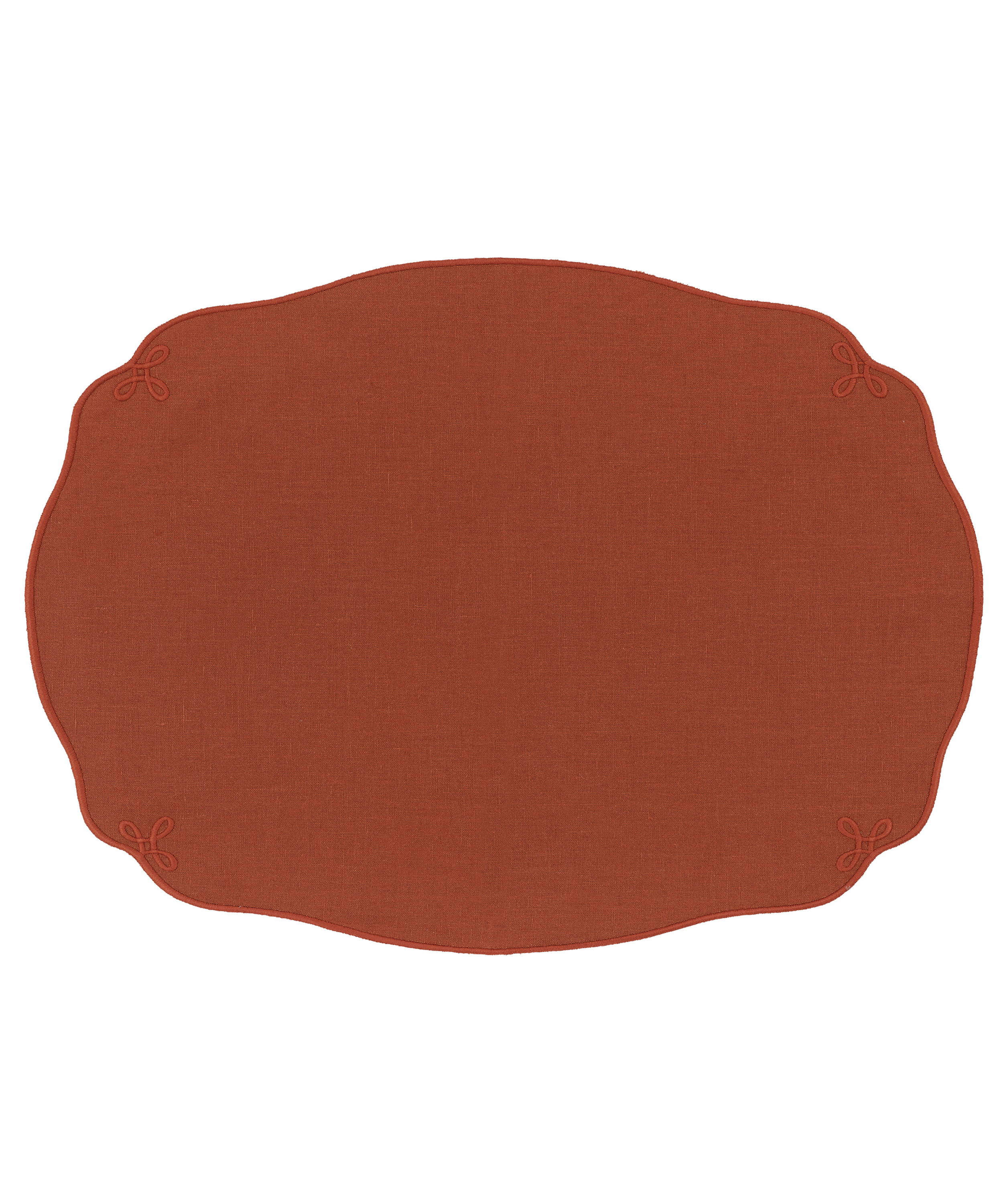 Pair of Nancy Linen Placemats, Burnt Sienna, Cut Out