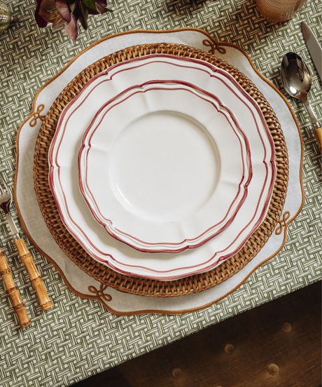 Zita Scalloped Crockery, Maroon Red