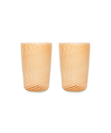 Pair of Murano Swirl Tumblers, Autumn, Cut Out