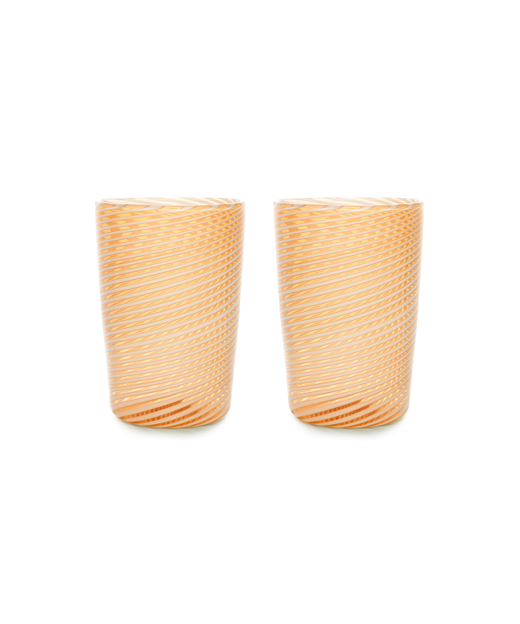 Pair of Murano Swirl Tumblers, Autumn, Cut Out