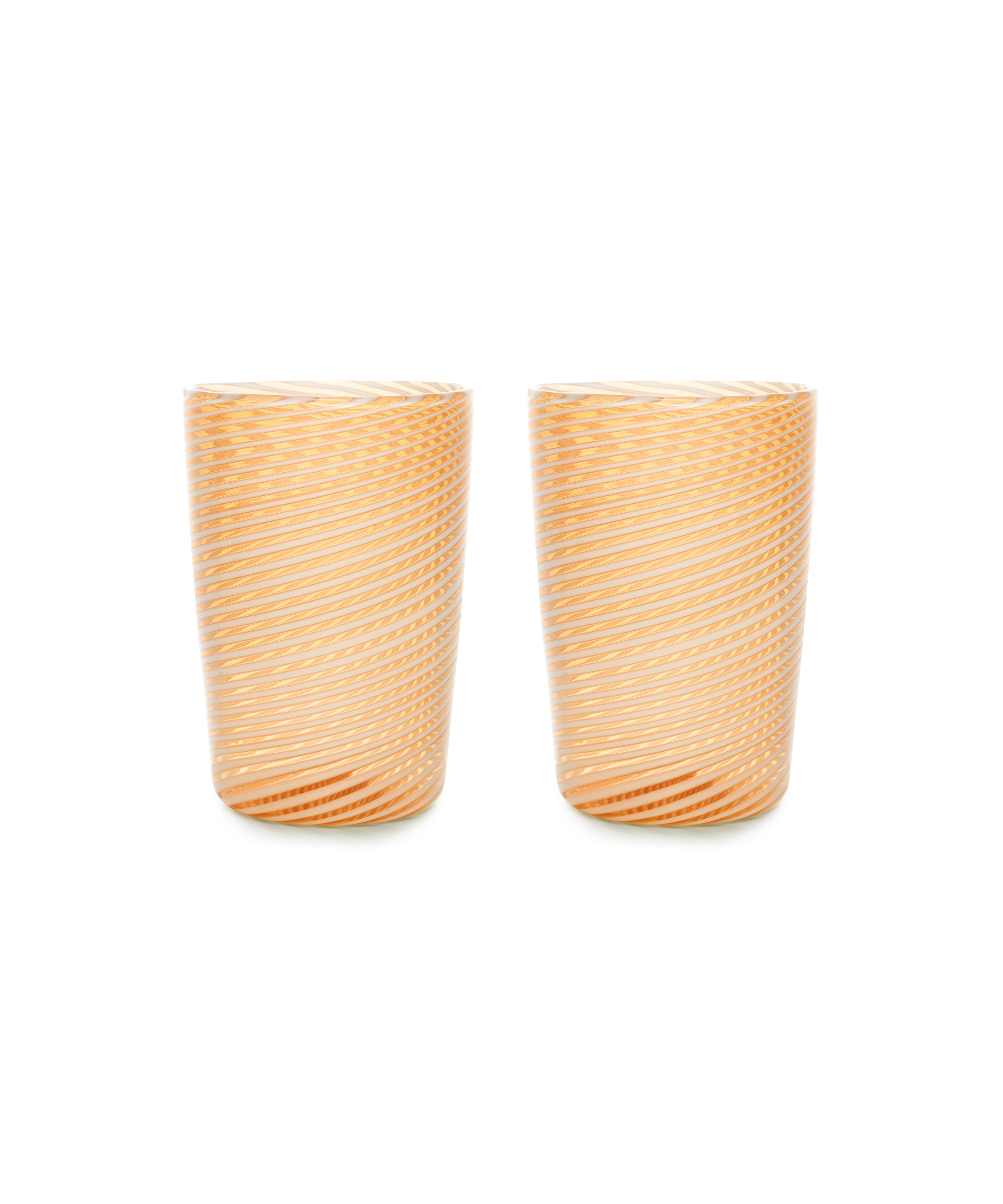 Pair of Murano Swirl Tumblers, Autumn, Cut Out