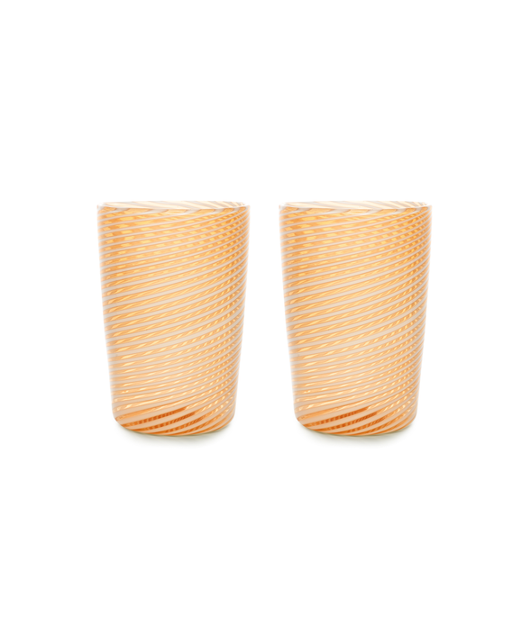 Pair of Murano Swirl Tumblers, Autumn, Cut Out