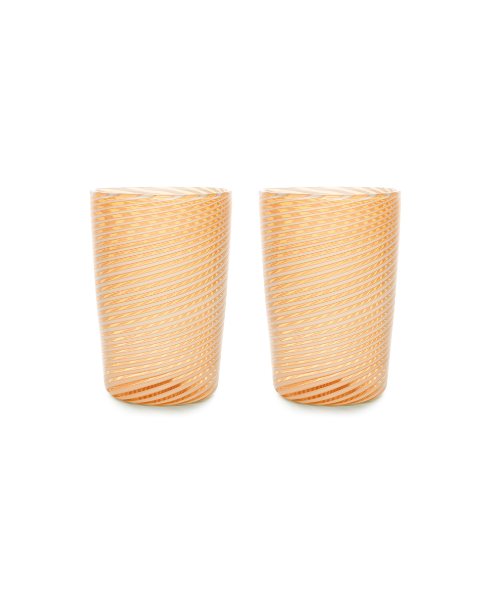 Pair of Murano Swirl Tumblers, Autumn, Cut Out