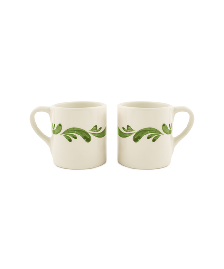 Pair of Celia Mugs, Leaf Green