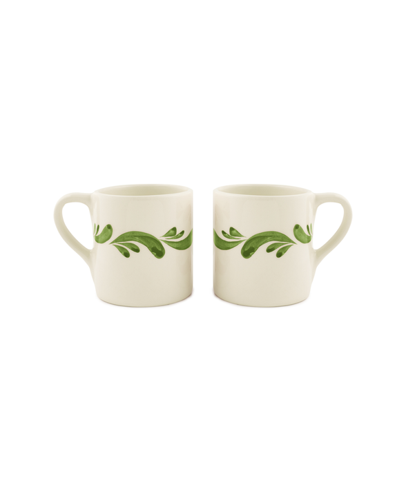 Pair of Celia Mugs, Leaf Green