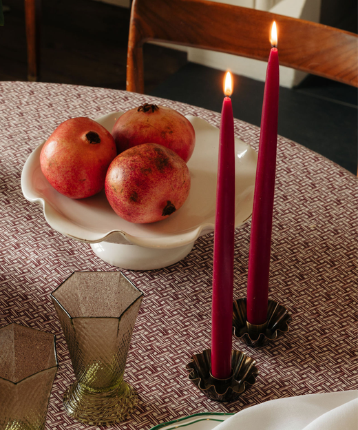 Set of 6 Danish Taper Candles, Burgundy