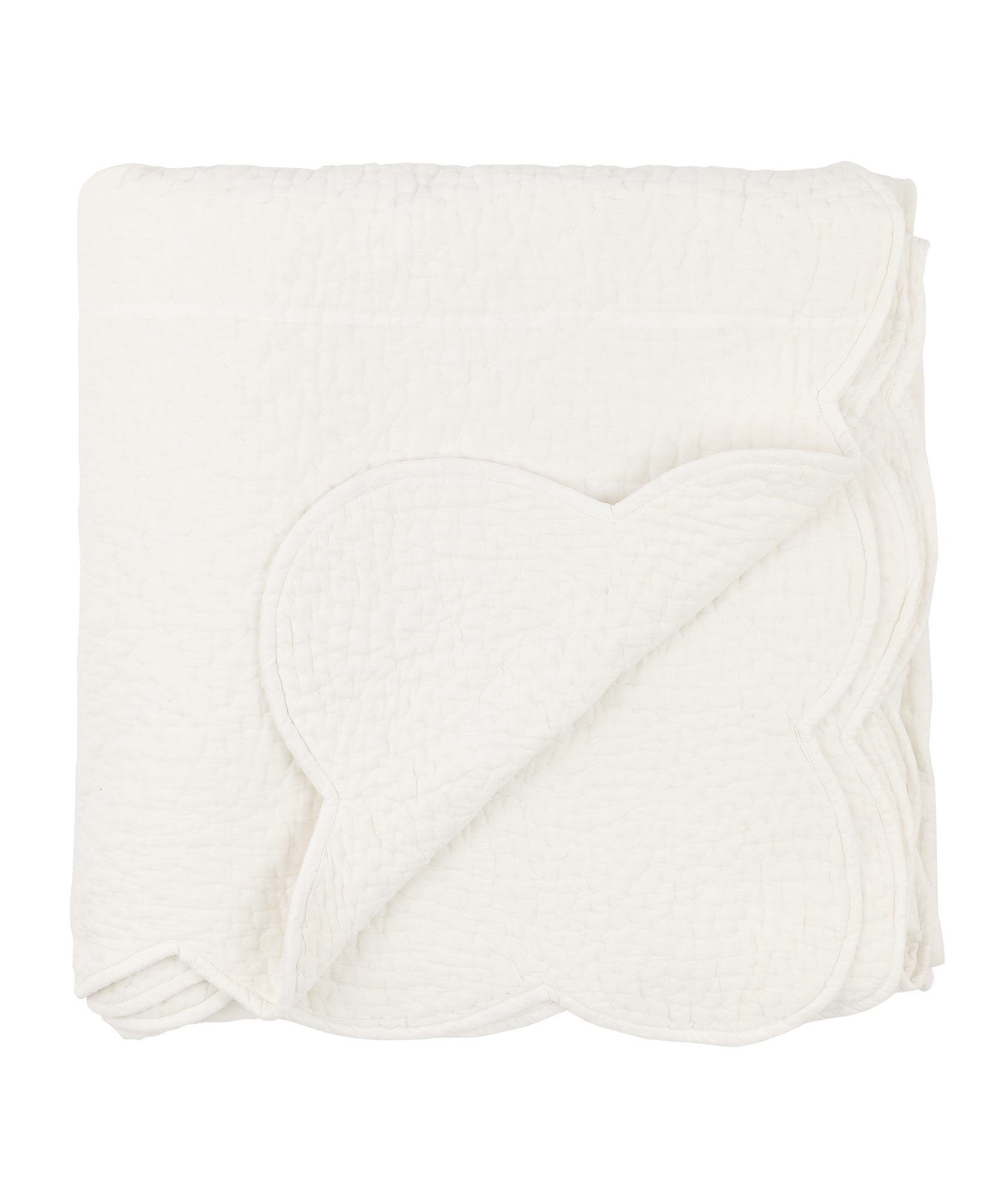 Rebecca Udall, Nina Decorative Scalloped Indian Heritage Quilted Cotton Bedspread, White, Cut Out Detail