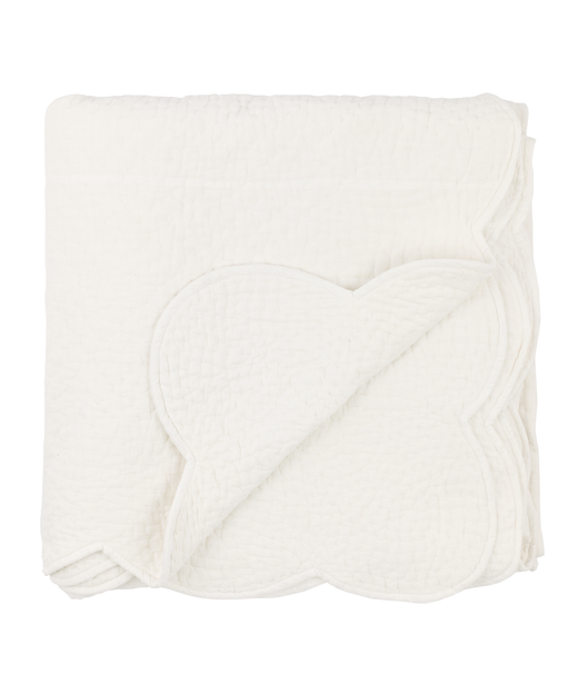 Rebecca Udall, Nina Decorative Scalloped Indian Heritage Quilted Cotton Bedspread, White, Cut Out Detail