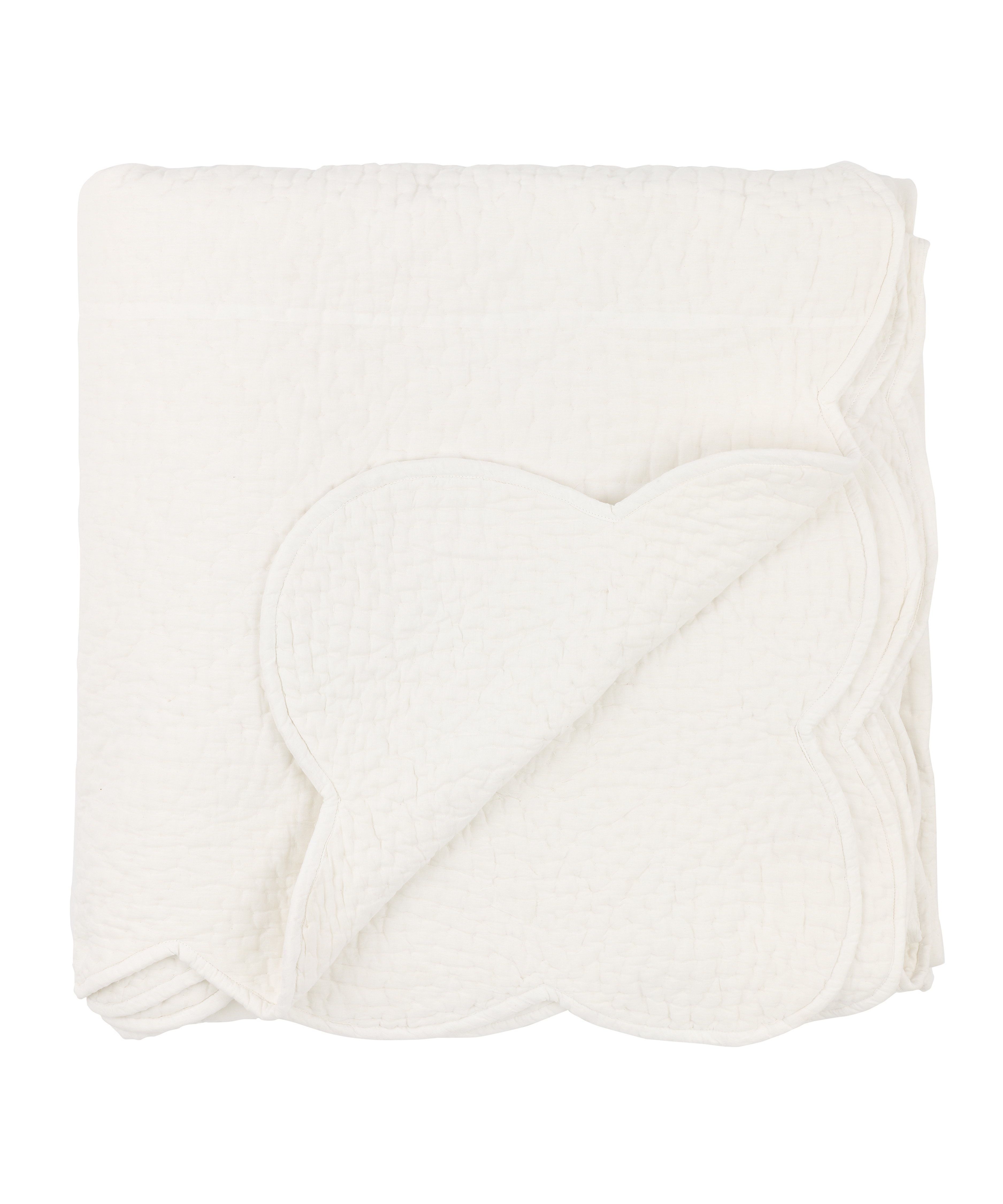 Rebecca Udall, Nina Decorative Scalloped Indian Heritage Quilted Cotton Bedspread, White, Cut Out Detail