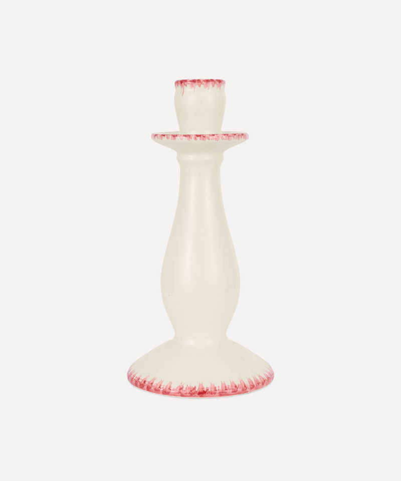 Rebecca Udall Daisy Candlestick, Raspberry, Ivory Background