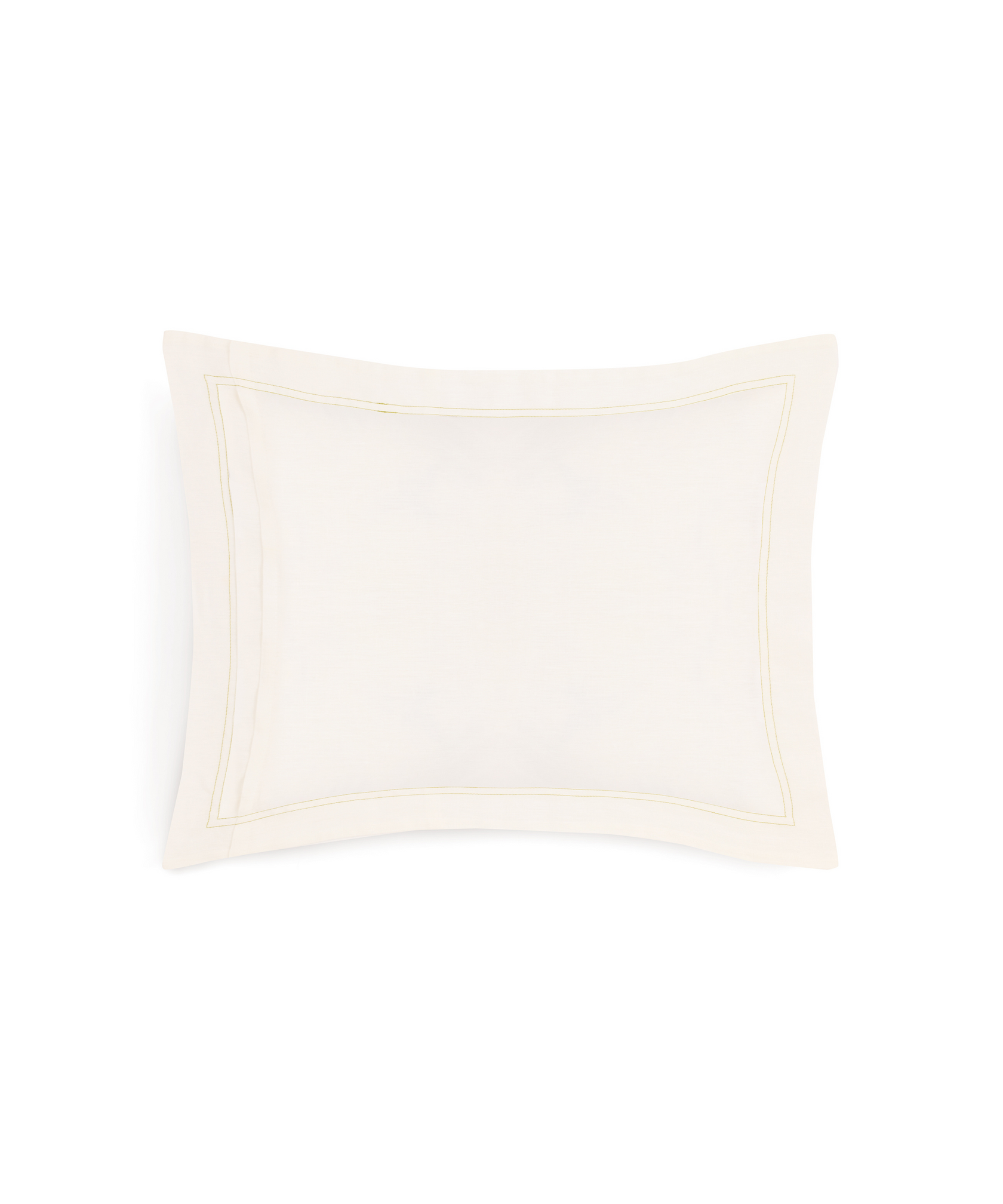 Rebecca Udall, Darcy Linen Boudoir Pillowcase, White with Fern Green Stitch Detail