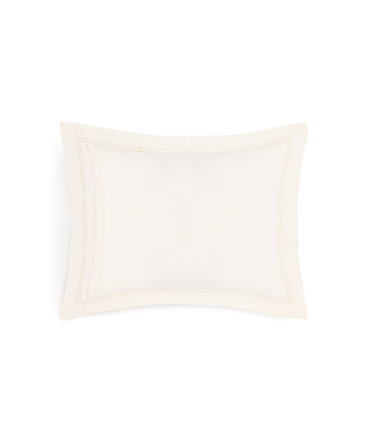 Rebecca Udall, Darcy Linen Boudoir Pillowcase, White with Fern Green Stitch Detail