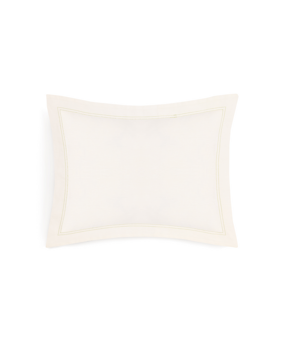 Rebecca Udall, Darcy Linen Boudoir Pillowcase, Fern Green Stitching