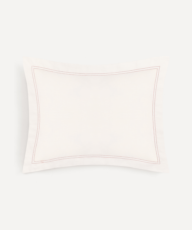 Rebecca Udall Darcy Linen Boudoir Pillowcase, Rosewood, Ivory Background