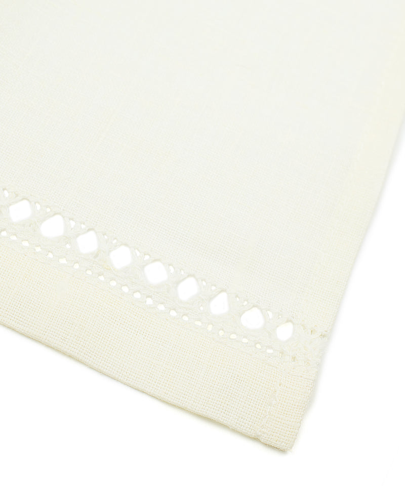 Diamond Stitch Linen Hand Towel, Ivory