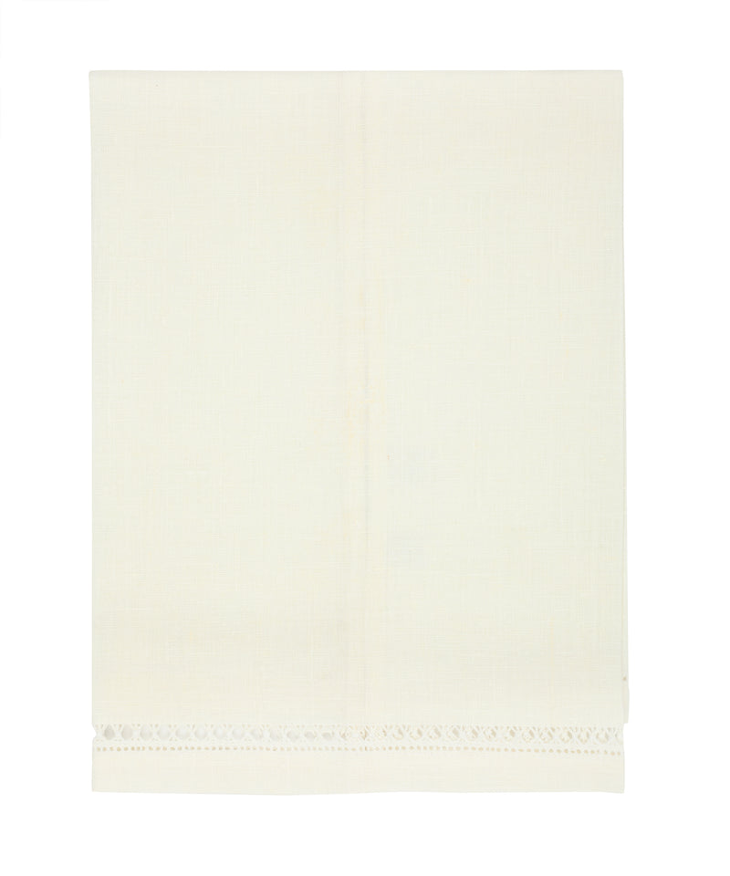 Diamond Stitch Linen Hand Towel, Ivory