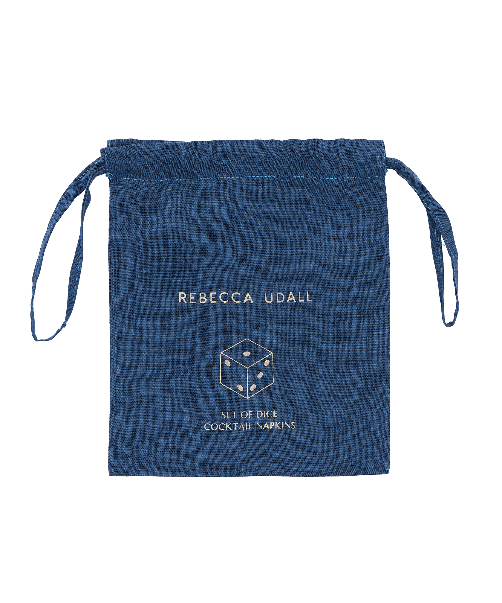 Set of 6 Dice Linen Cocktail Napkins, Dust Bag