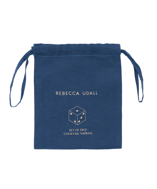 Set of 6 Dice Linen Cocktail Napkins, Dust Bag