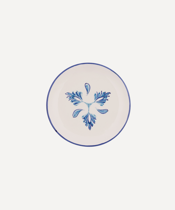 Rebecca Udall Eleanor Side Plate, Blue, Ivory Background 