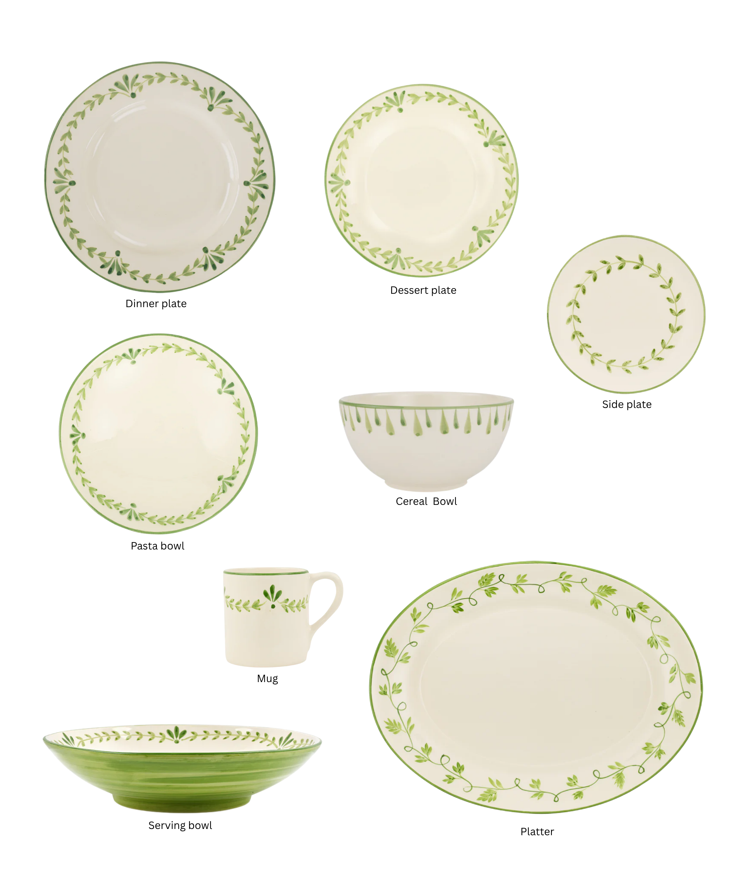 Elouise Crockery, Green