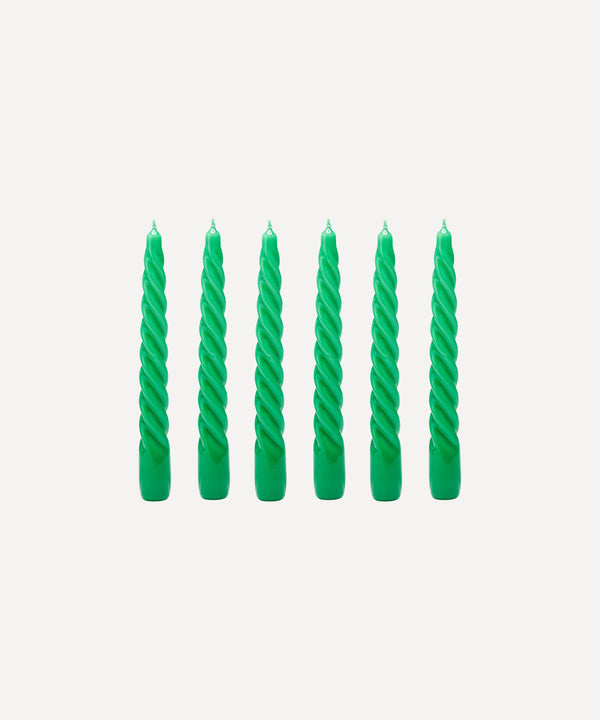 Rebecca Udall Set of 6 Lacquered Twist Candles, Emerald