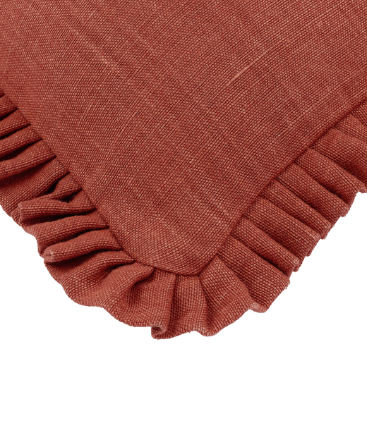 Estelle Pleated Linen Cushion, Saffron, Detail Cut Out