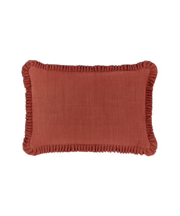Estelle Pleated Linen Cushion, Saffron, Cut Out