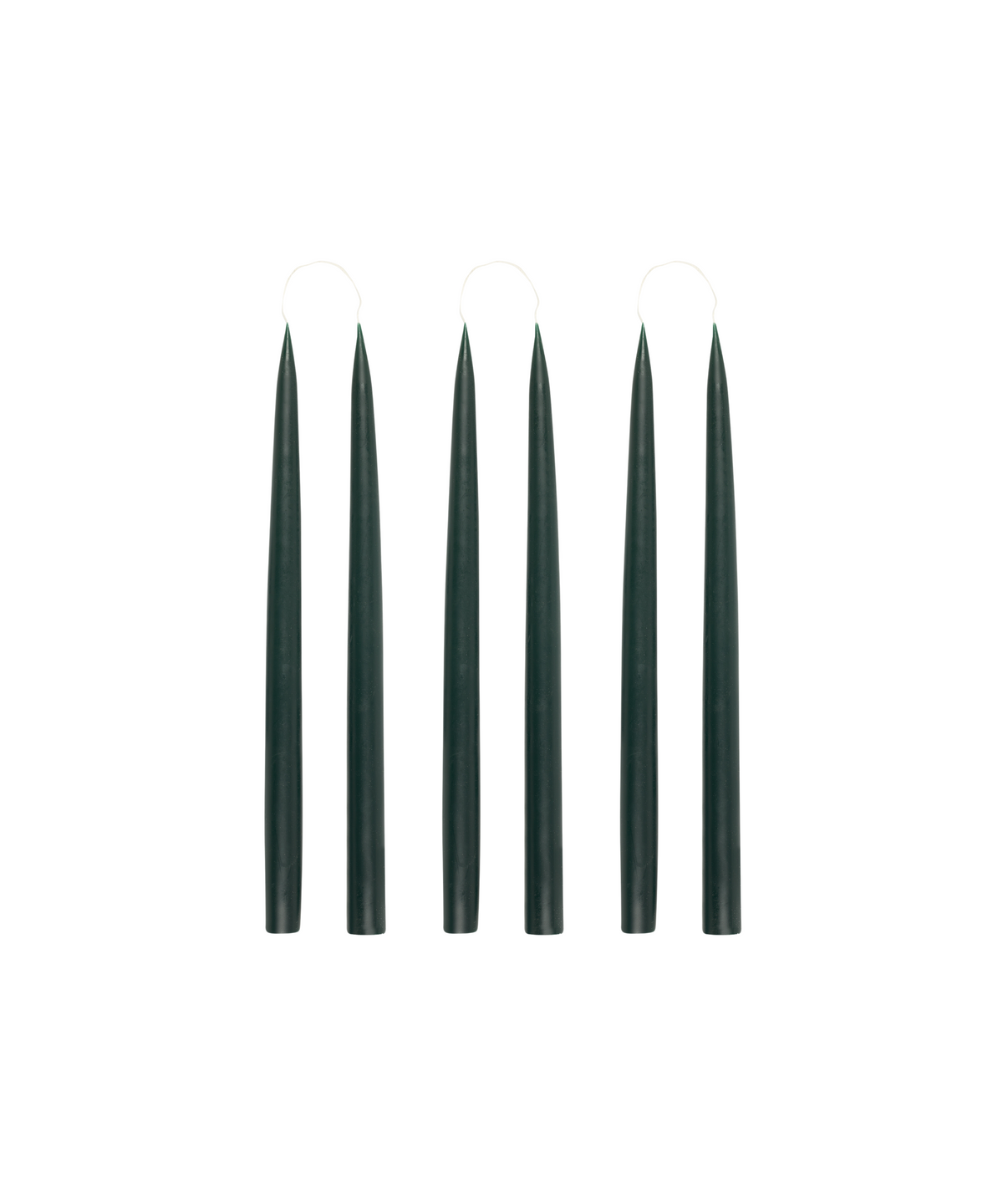 Set 6 Danish Taper Candles Forest Green