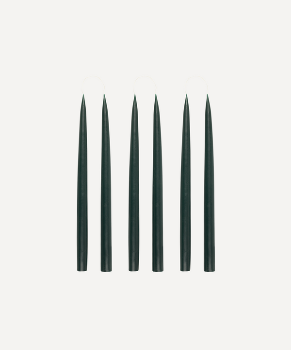 Rebecca Udall Set of 6 35cm Danish Taper Candles, Forest Pine Green