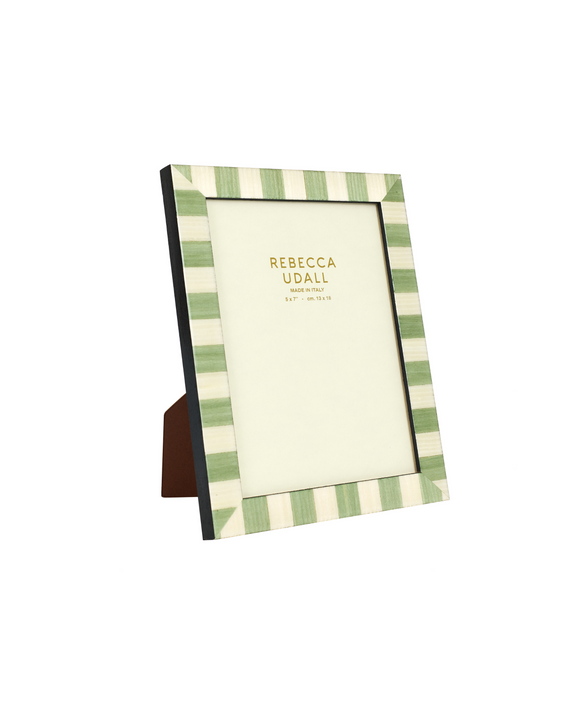 Pistachio Green Stripe Wooden Heritage  Bianca Photo Frame, Rebecca Udall