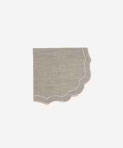 Set of 4 Georgia Scalloped Linen Napkins, Taupe