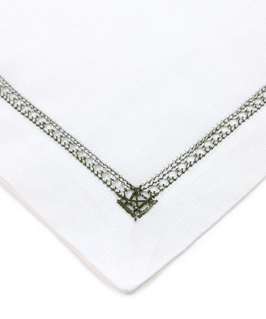 Rebecca Udall Georgiana Ladderstitch Linen Placemat, Fern, Detail 