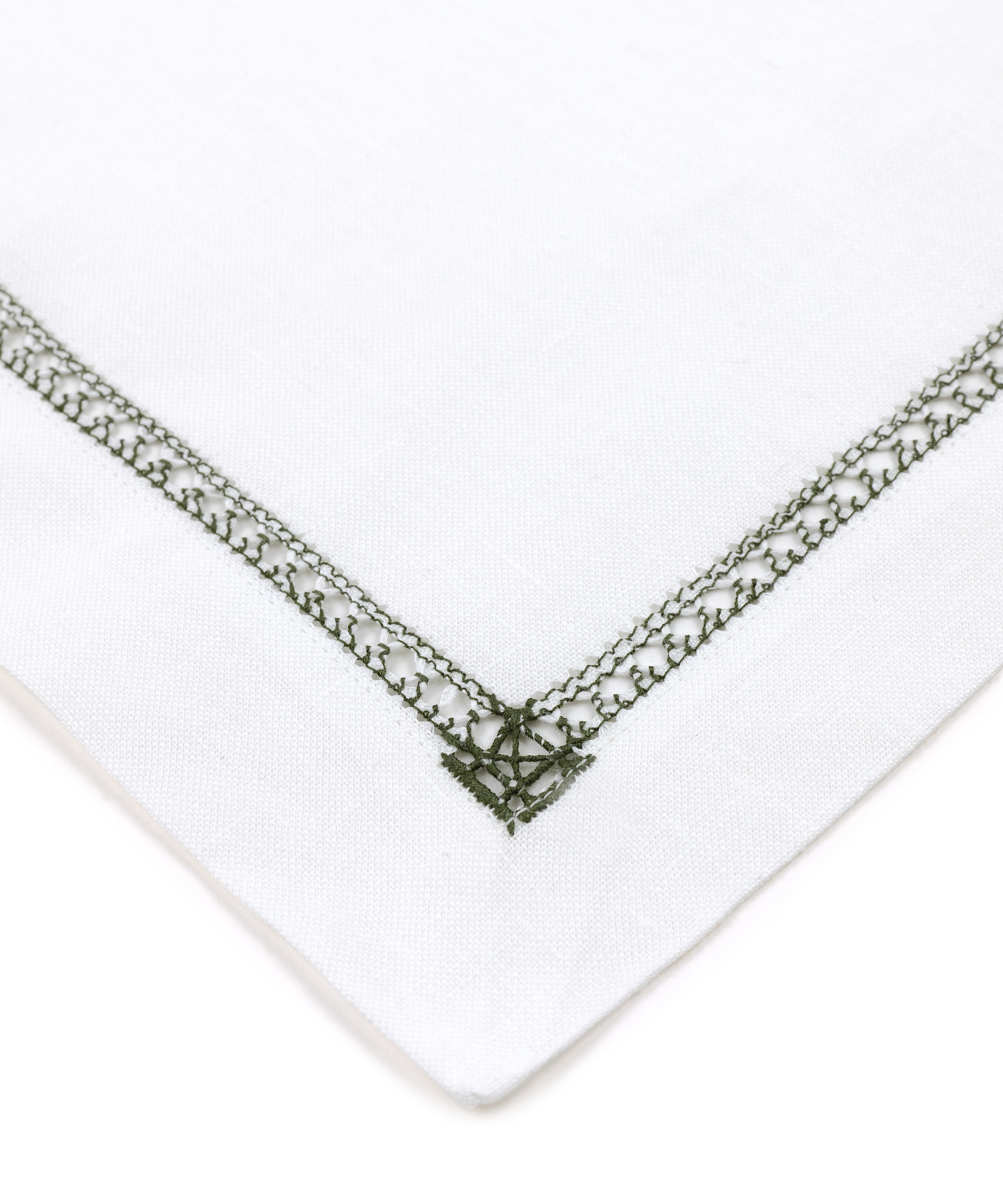 Rebecca Udall Georgiana Ladderstitch Linen Placemat, Fern, Detail 