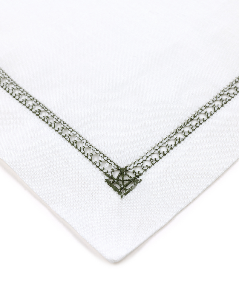 Georgiana Ladderstitch Linen Placemat, Fern