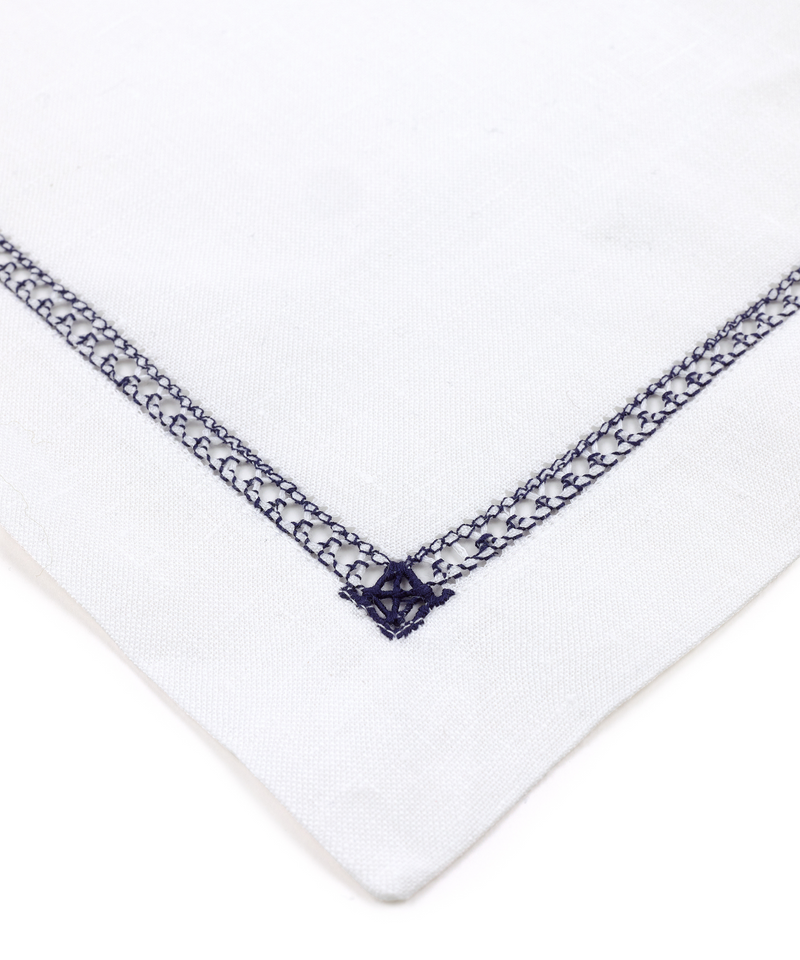 Georgiana Ladderstitch Linen Placemat, Navy