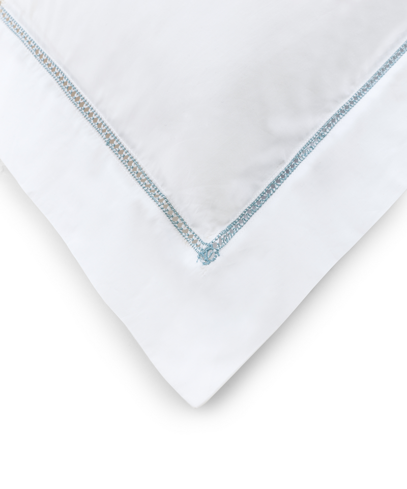 Rebecca Udall, Georgiana Ladderstitch Boudoir Pillowcase, Dusky Blue, Detail