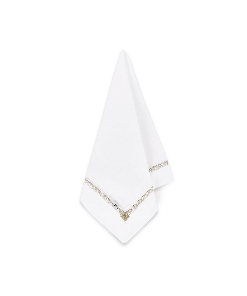 Rebecca Udall Georgiana Ladderstitch Linen Napkin, Nougat, Draped