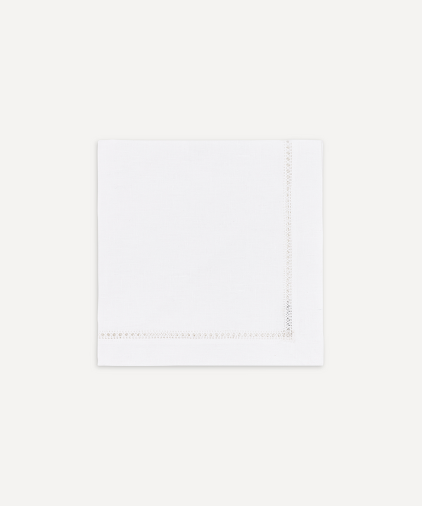 Rebecca Udall Georgiana Ladderstitch Linen Napkin, White, Ivory Background