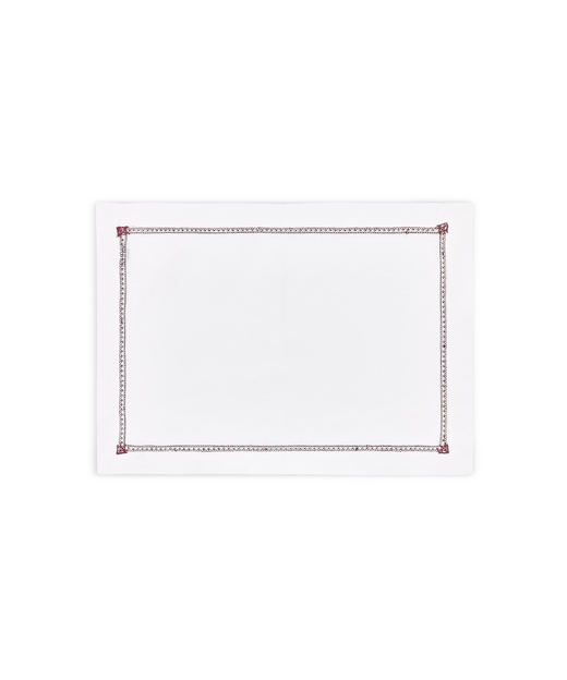 Rebecca Udall Georgiana Ladderstitch Linen Placemat, Burgundy, Cut Out