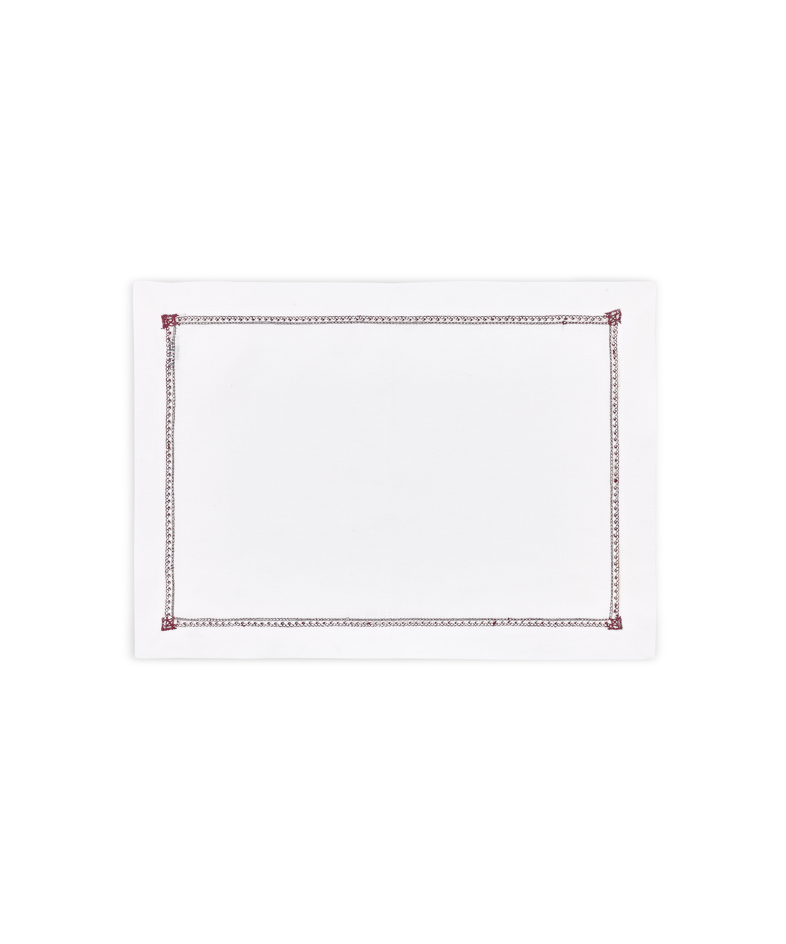 Rebecca Udall Georgiana Ladderstitch Linen Placemat, Burgundy, Cut Out