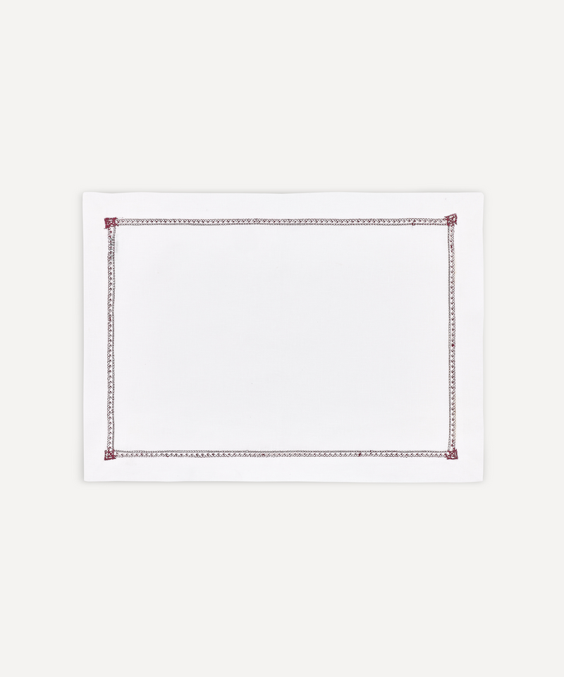 Rebecca Udall Georgiana Ladderstitch Linen Placemat, Burgundy, Ivory Background