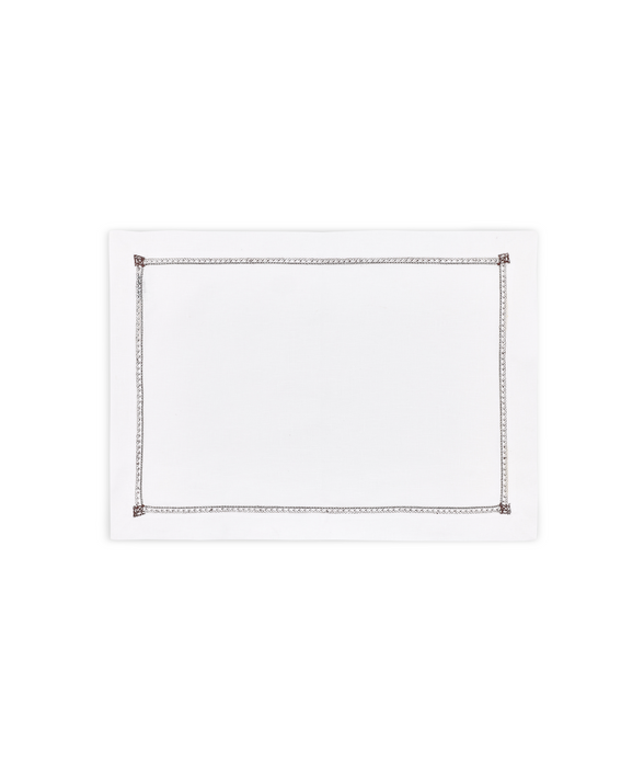 Rebecca Udall Georgiana Ladderstitch Linen Placemat, Burgundy, Cut Out